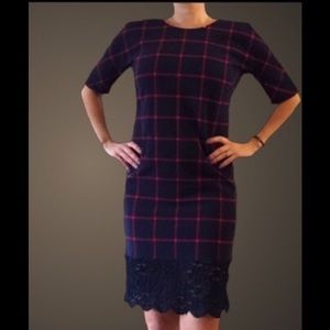 Michael Kors MK plaid navy blue red dress